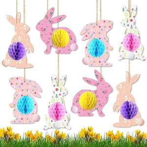Easter Accessories Paper Banner Set Customizable for Spring Party Decoration Hanging Rabbit Egg Theme