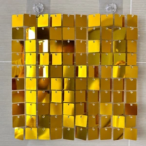 Square Light Gold Sequin Wall Panels Shimmer Wall Birthday Party Backdrop Decorations