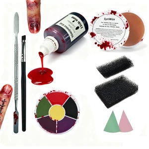Halloween Party Face Body Painting Kit 12 Vibrant Colors Makeup Set with Fake Blood Scary Designs Face and Body Painting