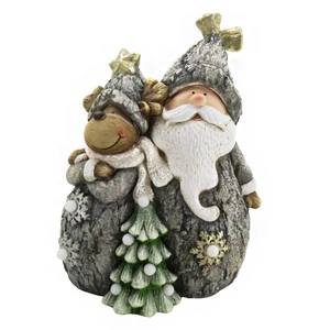Wholesale Christmas Magnesia Santa and Deer with Led Light Ornaments Mgo Christmas Santa Decoration