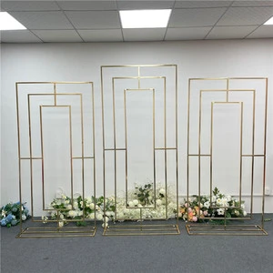 Wedding Backdrop Screen Set Event Party Background Gold Flower Display Stand for Wedding Hotel Entrance Decor