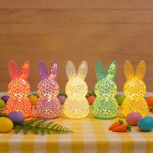 Cross-border New 3D Printed Plastic LED Easter Hollow Rabbit Light Festival Party Decoration