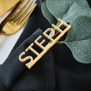 Personalized Laser Cut Gold Mirror Acrylic Wedding Place Cards Custom Name Tags for Seating Arrangement Table Decorations