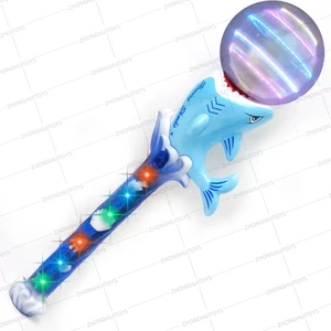 Newest Novelty LED Spinning Wand Flashing Shark Sticks Plastic Light-Up Toys for Parties Party Favor