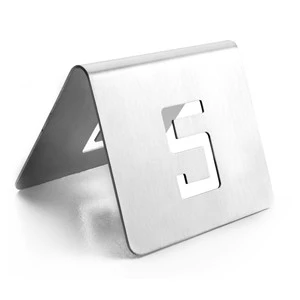 Stainless Steel Table Number 5 Place Card Stand with Die Cutting Printing Minimalist Rectangle Durable
