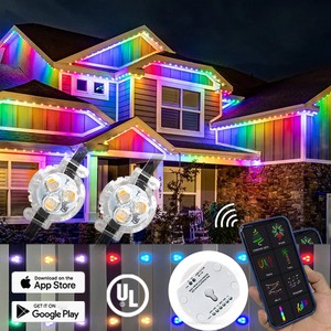 Customisable 12V 24V 3 Led Christmas Holiday Lights Smart Wifi Controller IP68 Permanent Outdoor Point Light for Eaves