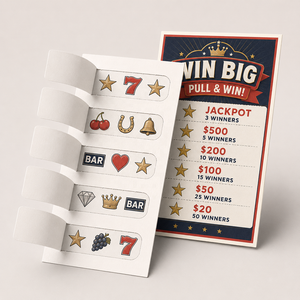 Free Design 5 Window Pull Tab Cards Wholesale Promotion Game Lottery Break Open Tickets Paperboard Pull Tab Tickets in Bulk
