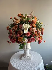 Luxury Wedding Decoration Table Centerpiece Floral Silk Artificial Rose Champagne Coral Blush Autumn Colors Centerpiece Flower