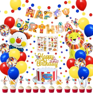 Nicro in Stock Circus Carnival Theme 138pcs Ornament Tableware Set Party Supplies Baby Shower Happy Birthday Party Decoration