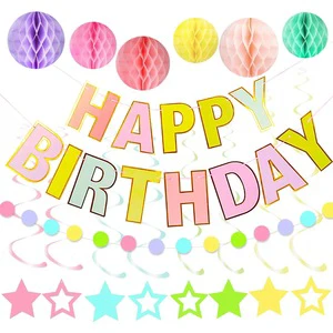 Birthday Wedding Party Decorations Hanging Flags Paper Bunting Happy Birthday Banner Letter Banner Decoration Pennant
