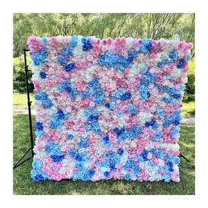 Wedding Supplier Silk Wedding Flower Wall Backdrop Wedding Decoration BlueWhitePink Artificial Flower Wall for Event Decorations