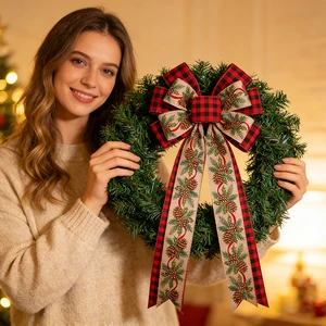 Oem Polyester Red Christmas Ribbon Tree Decorations Gift Wrapping Wedding Parties Garlands Wreath Diy Crafts Eco-Friendly