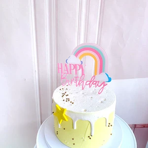 Unique Rainbow Cake Toppers Novelty Wholesale Cupcake Party Themes for Happy Birthday Decoration Cake Decorating Supplies