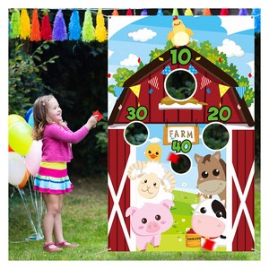 Nicro Farm Themed Party Kids Birthday Bean Bag Toss Games Banner With 4 Bean Bags Children Party Game Party Decorations Supplies