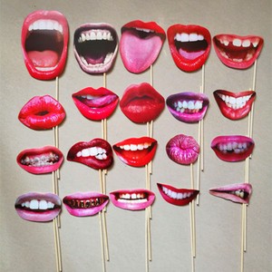 Fun Red Lip and Paper Beard Photo Props for Weddings and Parties Wedding Game Model Party Decoration Supplies