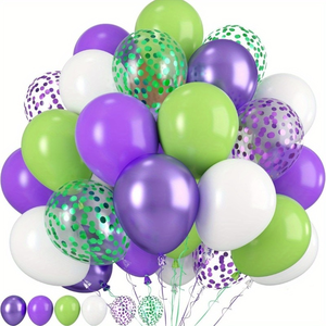 54pcs Purple Green Party Balloon Decoration Set Perfect for Birthday, Shower, Anniversary, Outer Space Party Decoration