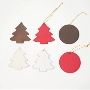 Laserable Engraved Personalized Christmas Tree Ornament - PU Leather Star Shape Hanging Decor for Xmas Tree Custom Design