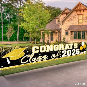 Congrats Class of 2026 Banner Backdrop Graduation Party Banner Sign Graduation 2026 Yard Sign for Graduation Decorations