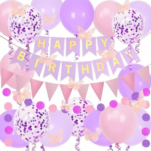 Navy Blue purple pink Green Gold Blue Gold Birthday Set with Starshaped Foil Balloons Mermaid Tail Banners and Spiral