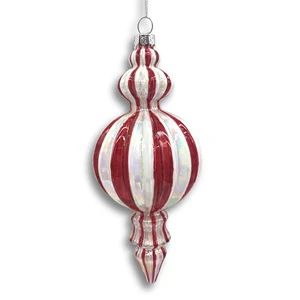 Premium Design Handmade Gorgeous Christmas Tree Ornaments Red and White Christmas Glass Icicle Ornaments