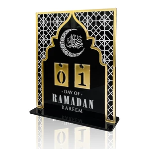 New Arrival Ramadan Acrylic Rectangle Durable Countdown Calendar Centerpieces Table Ornament Islamic Muslim Home Decor Supplies