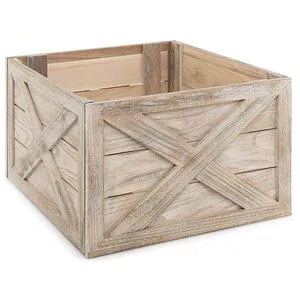 24-Inch Wooden Tree Collar Box with Hook and Loop Fasteners Christmas Tree Stand and Accessories