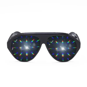 2026 Hot-Selling Party Glasses UV400 Pilot Diffraction Fireworks Sunglasses Special Effect Dance Parties Light Shows Bar Events