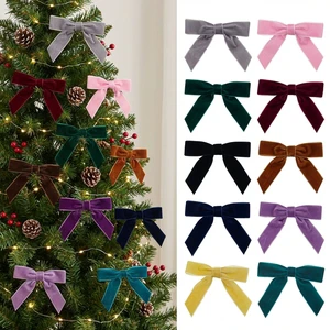 Factory Wholesale Custom Velvet Ribbon Bow with Twist Tie for Christmas Tree Wreath Home Gift Wrapping Bow