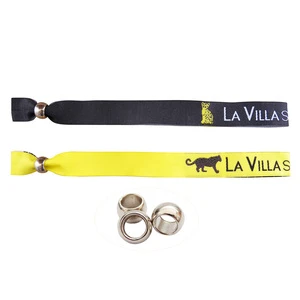 Custom Promotion Cheap Event Textile Polyester Festival Fabric Jacquard Woven Bracelet Wedding Wristband With Slide Lock