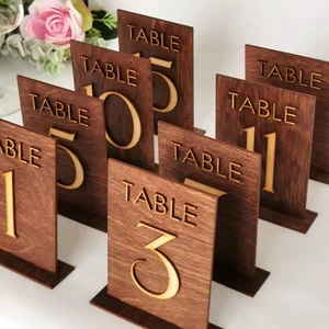 Custom Eco-Friendly Double-Sided Wooden Table Number 1-19 Cards Stereoscopic Laser Engraved for Weddings and Parties