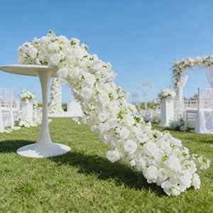 Silk Artificial Flower Row for Wedding Birthday Banquet Hall Decorations Modern Style 200cm Length