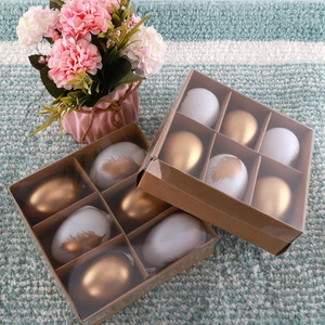 Insun JE-204631 Light Luxury 6cm 6pcs Golden White Plastic Easter Egg Pendant Easter Crafts Holiday Supplies Stylish Easter Egg