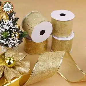 BINLU 5cm Christmas Glitter Ribbons Per Roll for Festive Christmas Decorations