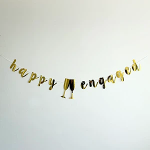 Just Engaged Bride to Be Glitter Gold Banner for Bridal Shower, Engagement Party, Bachelorette Party Decorations