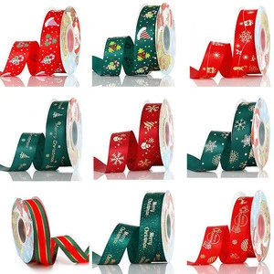 Exquisite DIY Christmas Bow Wrap Ribbon Hot Gold Silk Polyester for Cake Box Gift Flower Decoration