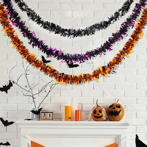 Wholesale Halloween Tinsel Garland Spooky Bat Metallic Tinsel Hanging Garland for Halloween Party Decoration Party Supplies
