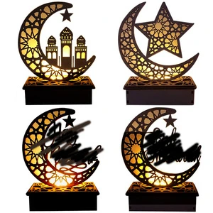 Islamic Decor Wooden Crescent Moon Eid Gift & Ramadan Table Decor Essential Ramadan Supplies