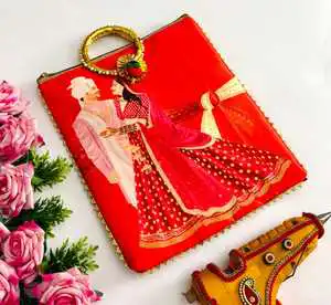 Wedding giveaways Haldi Mehendi favors bride groom gift bags for guests Indian traditional zip pouches with bangle handle 9 inch