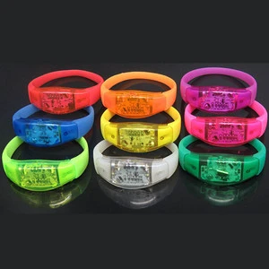 Custom Sound Activated Controlled Flashing Concert LED Light Wristbands Rechargeable Led Bracelet