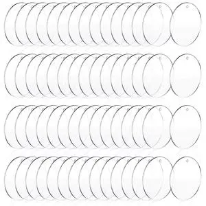 3 Inch Acrylic Blanks Christmas Ornament Transparent Circle Acrylic Keychain Blanks Clear Round Acrylic Christmas Ornaments