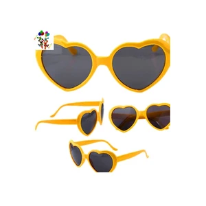 2024 Party Fancy Dress Costume Funny Yellow Color Love Heart Shaped Plastic Glasses HPC-0662