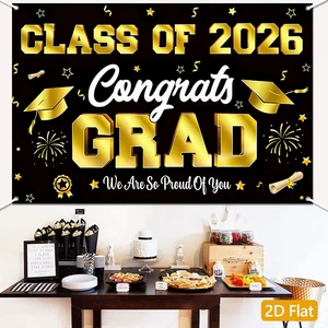 Graduation Backdrop Party Wall Decorations Background Cloth Class of 2026 Photo Banner for Atmosphere Decor and Photo Shoots