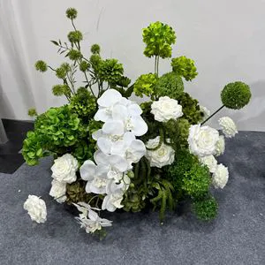 Multicolor Artificial Flower Row Wedding Floral Arrangement Road Lead Aisle Table Centerpiece for Event Decor