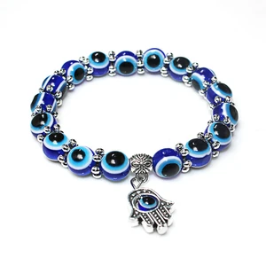 Custom High Quality Lucky Personalized Punk Style Skull Blue Eye Sapphire Amethyst Bracelets for Boy Hand and Men