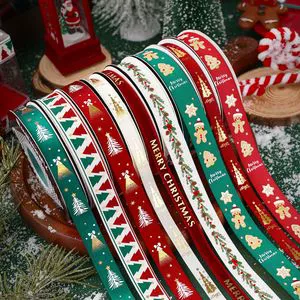 Christmas Ribbon for Gifts Package Wrapping Holiday Christmas Grosgrain Ribbon Winter Season Festival DIY Crafts Decor