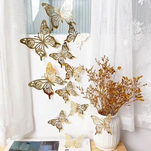 Stereo Mirror Rose Golden Butterfly Wall Stickers Wedding Festival Birthday Valentine's Day Series Decorative Background