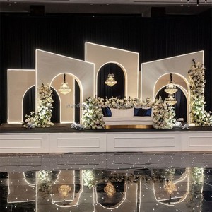 Arrival of White LED Arch Backdrop Simple Design Acrylic PVC Stage Wall for Wedding Event Decoration Packed in Cartons