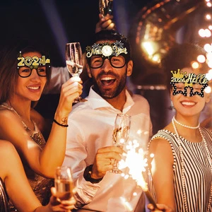 New Years 2024 Glasses Holiday Decorative Pink Bling Diamond Fashion Style Party Sunglasses