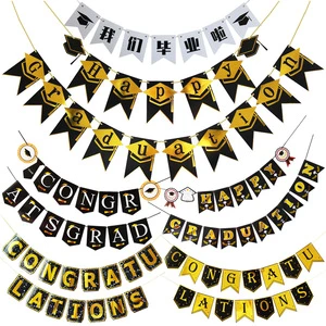 Graduation Decoration Party Supplies Paper Banner Wholesale Happy Graduation Letter Banner for Student
