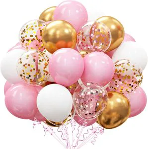 30Pcs Pink Gold Confetti Latex Balloons Kit Helium Balloons Party Supplies for Wedding Girl Birthday Party Decoration